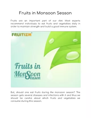 Fruits in Monsoon Season