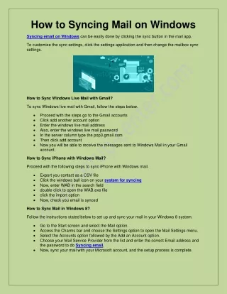 how to syncing mail on windows