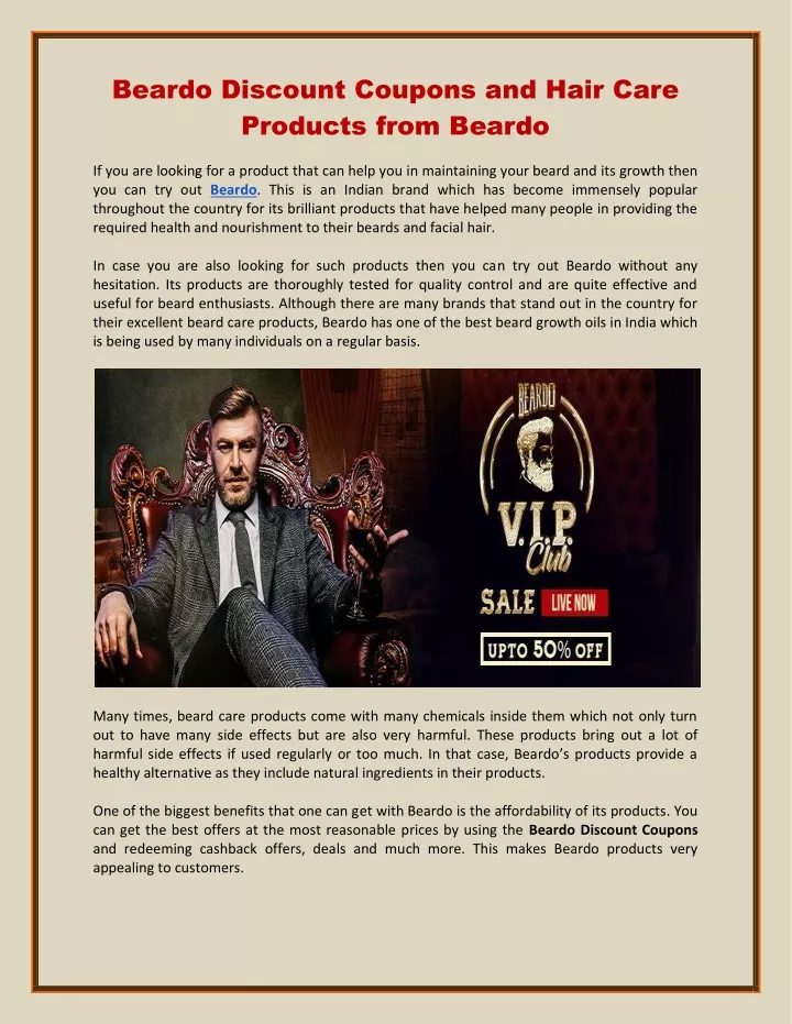 beardo discount coupons and hair care products