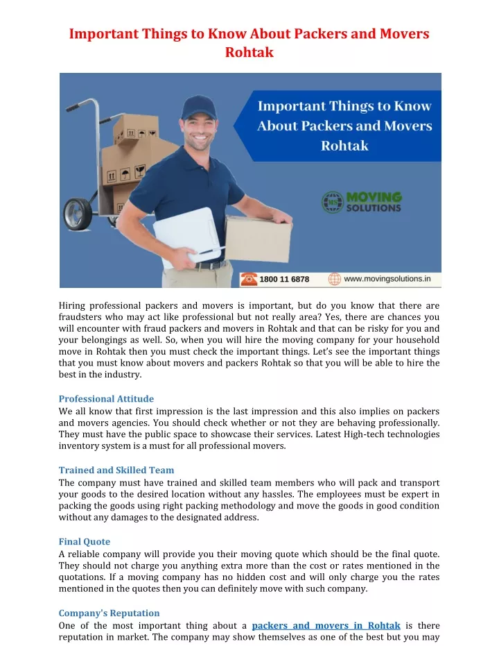 important things to know about packers and movers