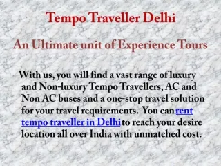 Hire Tempo Traveller in Delhi with Latest Features