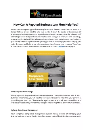 How Can A Reputed Business Law Firm Help You?