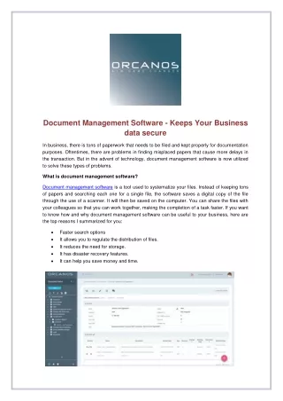 Document Management Software - Keeps Your Business data secure