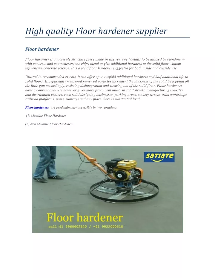 high quality floor hardener supplier