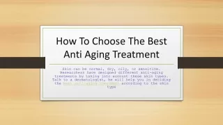How To Choose The Best Anti Aging Treatment According To Skin Type
