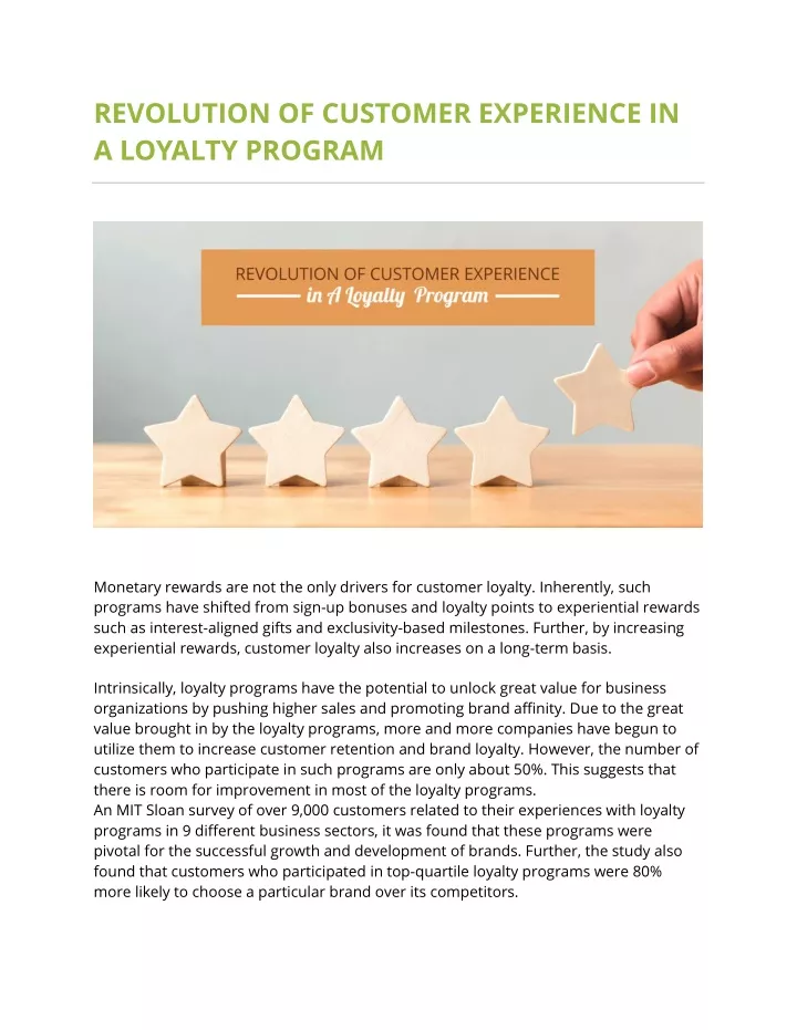 revolution of customer experience in a loyalty