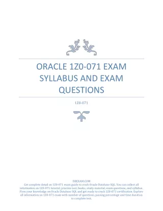 oracle 1z0 071 exam syllabus and exam questions