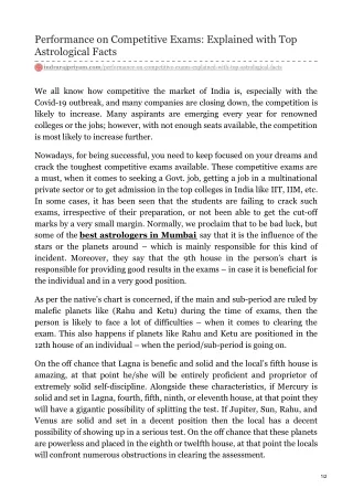 performance on competitive exams explained with