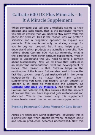 Caltrate 600 D3 Plus Minerals – Is It A Miracle Supplement