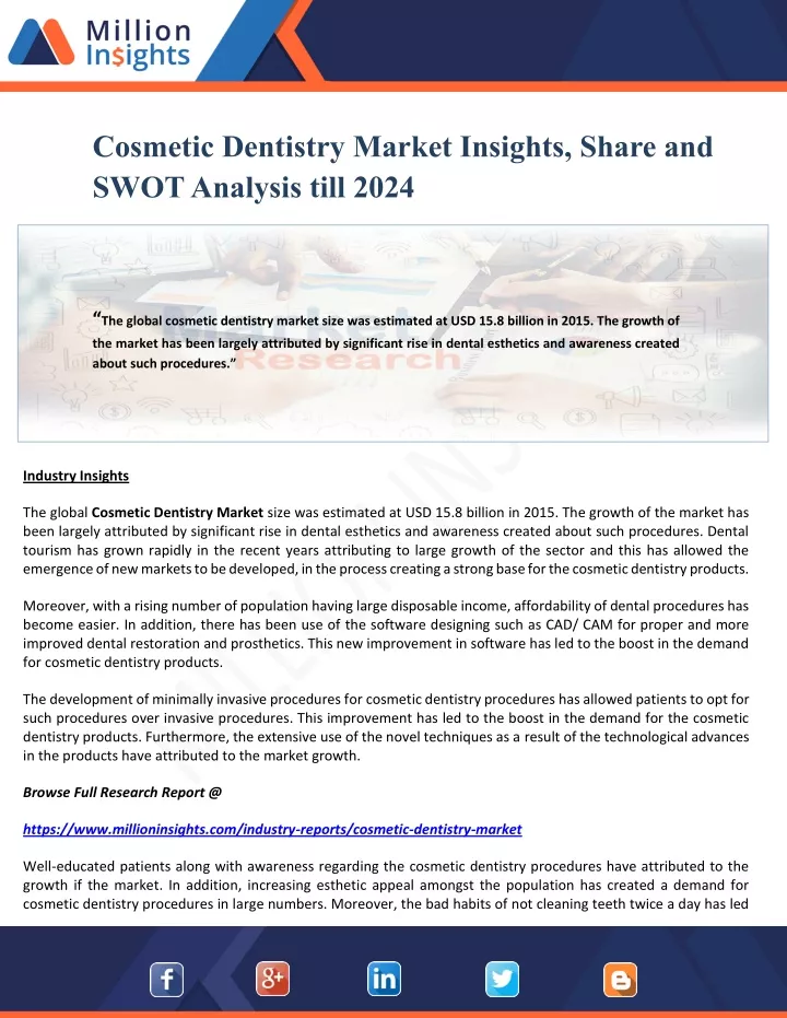 cosmetic dentistry market insights share and swot