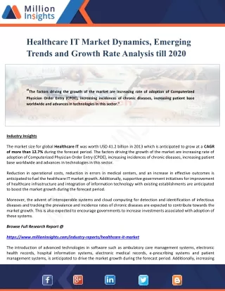 healthcare it market dynamics emerging trends