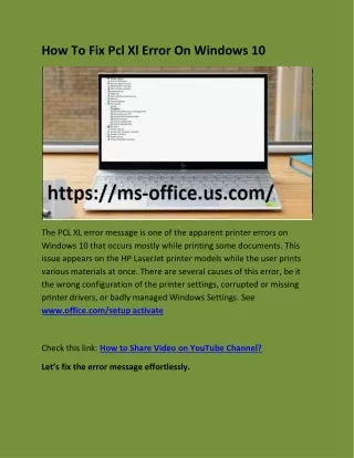how to fix pcl xl error on windows 10