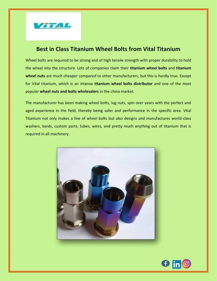 best in class titanium wheel bolts from vital