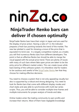 NinjaTrader Renko bars can deliver if chosen optimally