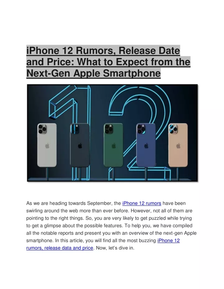 iphone 12 rumors release date and price what