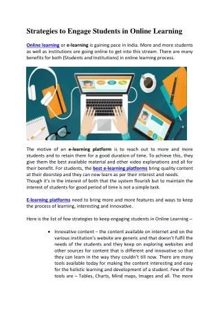 strategies to engage students in online learning