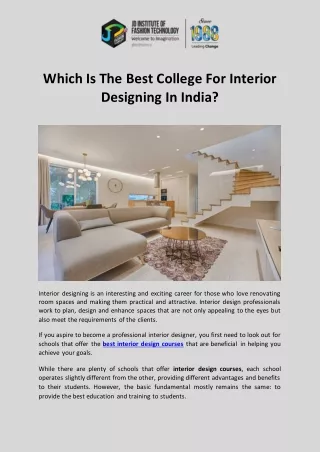 Which Is The Best College For Interior Designing In India?