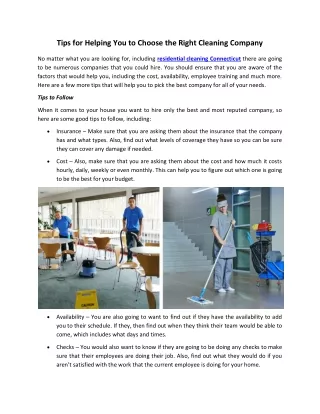Tips for Helping You to Choose the Right Cleaning Company