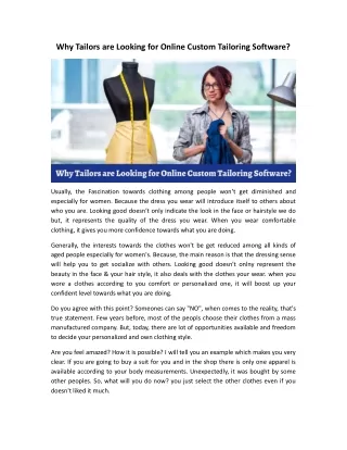 why tailors are looking for online custom