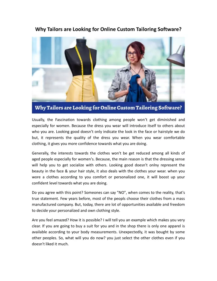 why tailors are looking for online custom