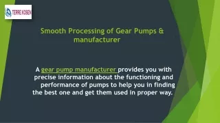 Smooth Processing of Gear Pumps & manufacturer