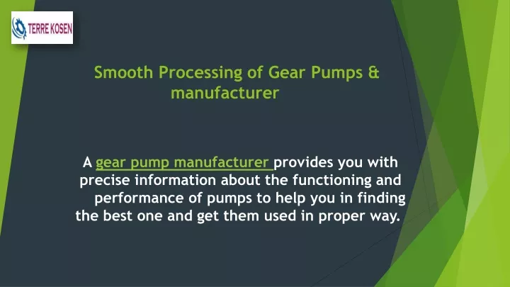 smooth processing of gear pumps manufacturer