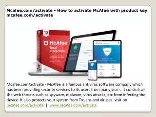 mcafee com activate how to activate mcafee with product key mcafee com activate