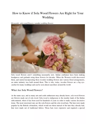 how to know if sola wood flowers are right