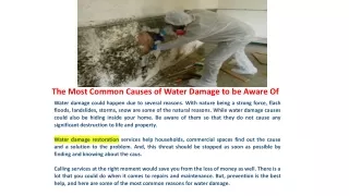 the most common causes of water damage to be aware of