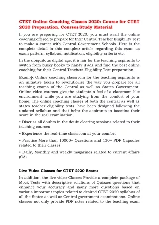 ctet online coaching classes 2020 course for ctet