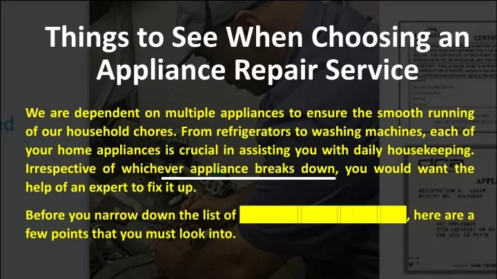 things to see when choosing an appliance repair service
