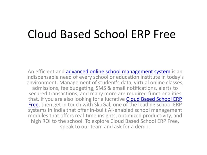 cloud based school erp free