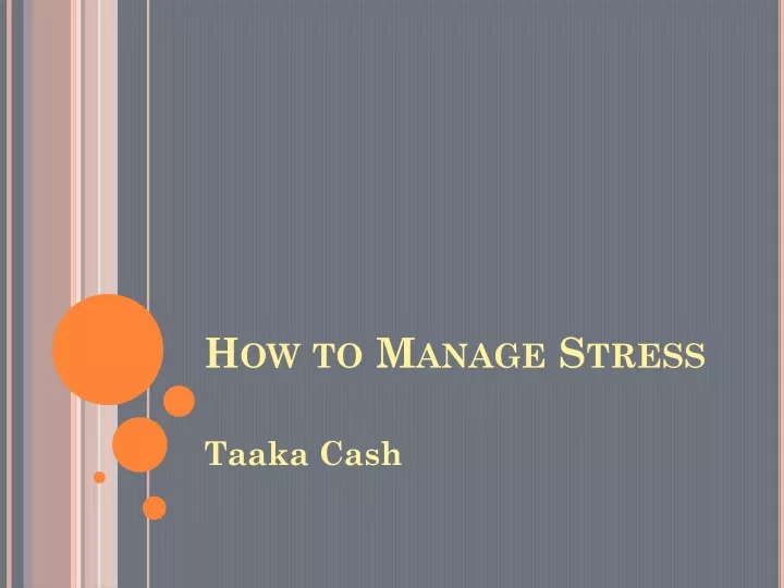 how to manage stress