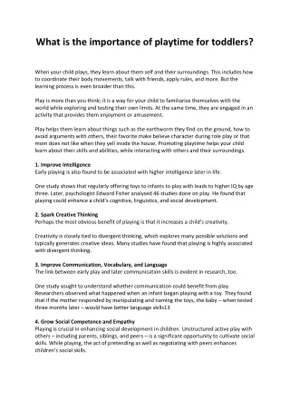 what is the importance of playtime for toddlers