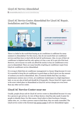lloyd ac service ahmedabad