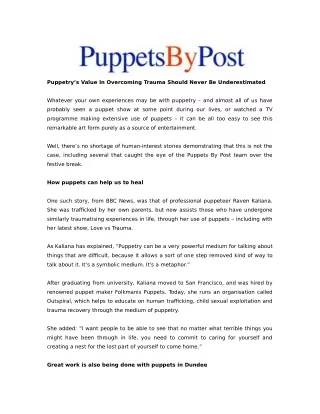 puppetry s value in overcoming trauma should