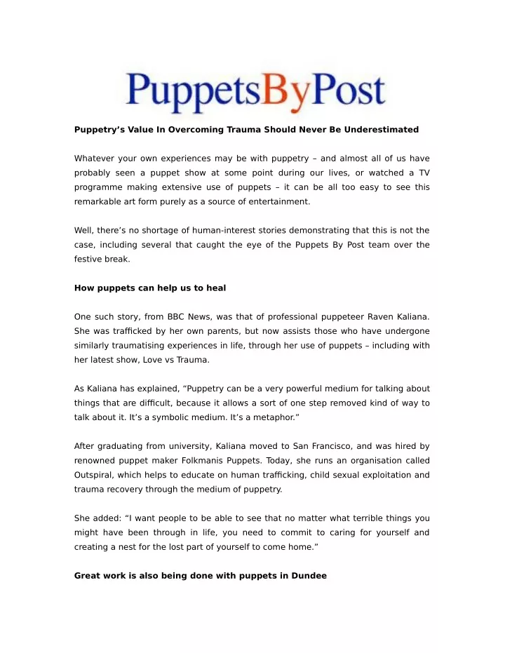 puppetry s value in overcoming trauma should