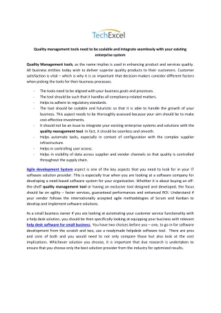 quality management tools need to be scalable