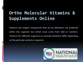 Ortho Molecular Vitamins & Supplements Online – National Health Shop