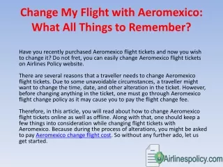 How to Begin with Aeromexico Flight Change on Airlines Policy?