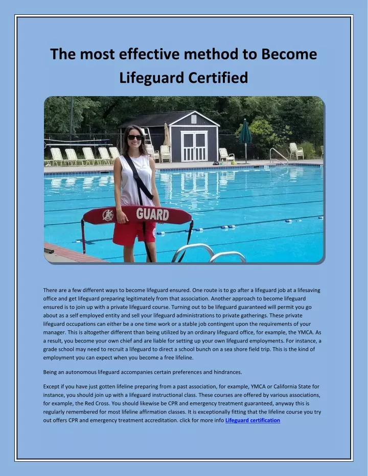 the most effective method to become lifeguard