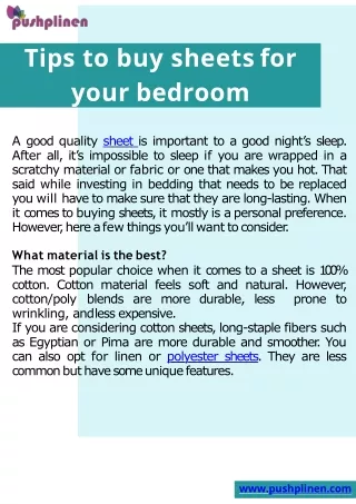 Tips to buy sheets for your bedroom