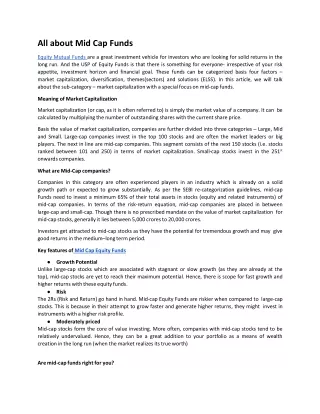 all about mid cap funds equity mutual funds