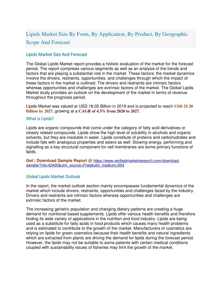 lipids market size by form by application