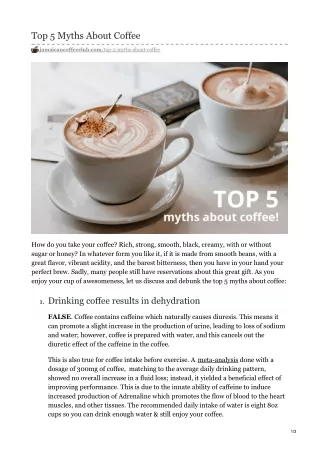 Top 5 Myths About Coffee - 100% certified Jamaican Blue Mountain Coffee