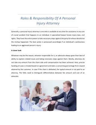 Roles & Responsibility Of A Personal Injury Attorney