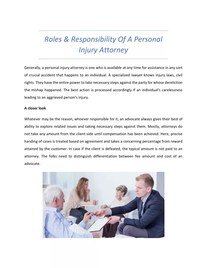roles responsibility of a personal injury attorney