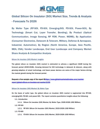 global silicon on insulator soi market size