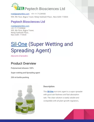 Super wetting and Spreading agent Sil One : Peptech Biosciences