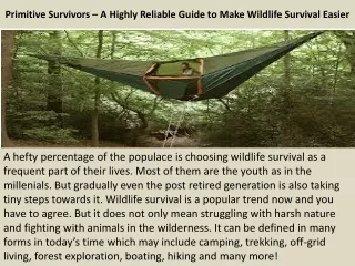 primitive survivors a highly reliable guide to make wildlife survival easier